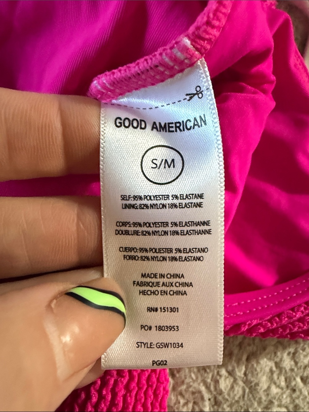 Good American Hot Pink One-Piece Swimsuit S/M New - Picture 5 of 8